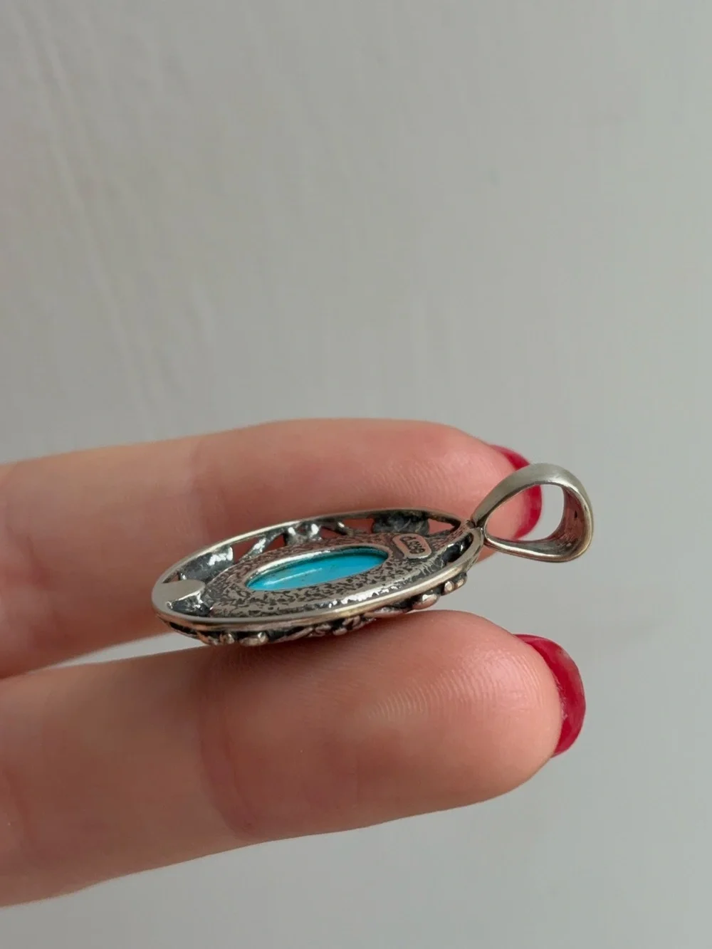Carolyn Pollack Relios Sterling Silver Chunky Turquoise Southwestern Pendant - Picture 3 of 5